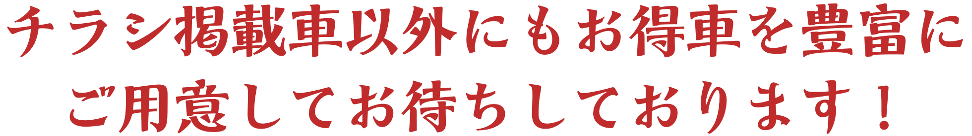 チラシ掲載車以外にもお得車を豊富にご用意してお待ちしております！